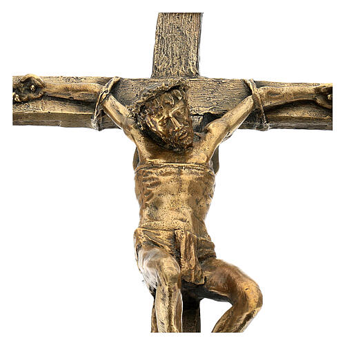 Crucifix mural Via Dolorosa bronze INRI Chemin de Croix 54 cm 2