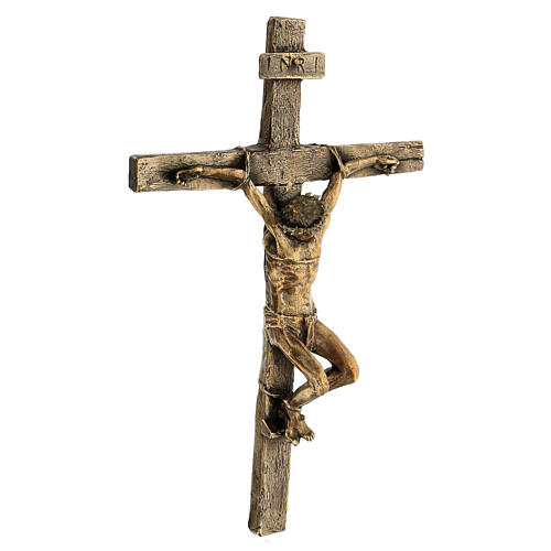 Crocifisso Via Dolorosa bronzo INRI appendibile Via Crucis 54 cm