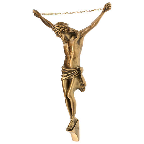 Christuskőrper zum Aufhängen aus vergoldeter Bronze, 45 cm 3