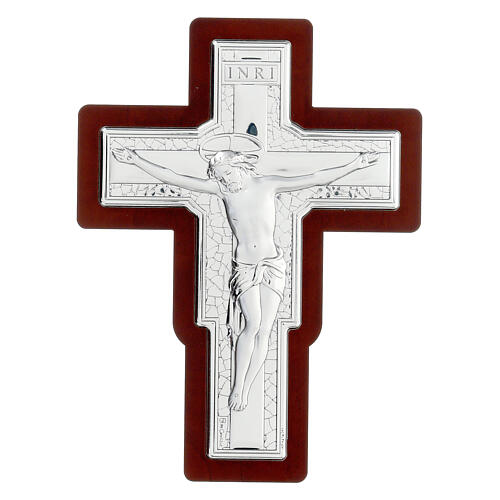 Wall crucifix of bilaminate metal, 8x6 in 1