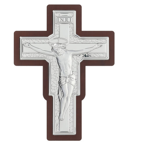 Wall crucifix, bilaminate metal, 10x7 in 1