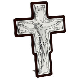 Hängbares bilaminiertes und versilbertes Kruzifix 35x25 cm