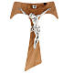 Olive wood tau body of Christ in silvery metal 37 cm s1