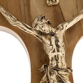 Krzyż Tau drewno oliwne metal pozłacany 19,5cm
