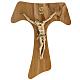 Olive wood tau body of Christ in gilded metal 19.5 cm s1