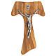 Olive wood tau and body of Christ in silvery metal s1