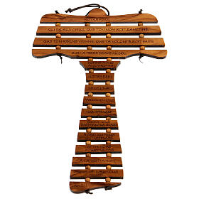 Tau cross in olive wood with prayer in FRENCH