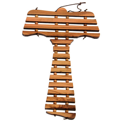Tau cross in olive wood with prayer in GERMAN 3