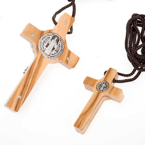 Saint Benedict olive wood cross pendant 5