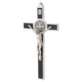 Saint Benedict inlayed wood cross