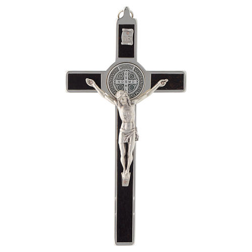 Saint Benedict inlayed wood cross 1