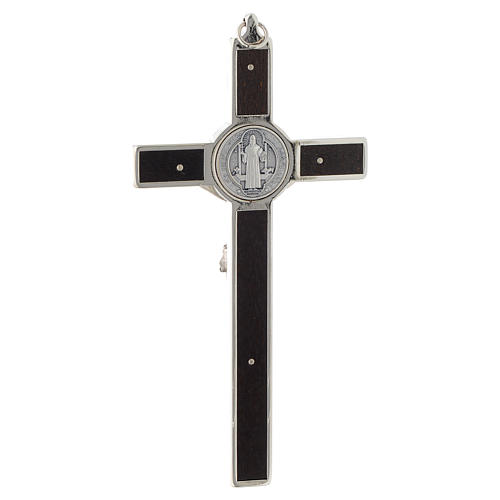 Saint Benedict inlayed wood cross 4