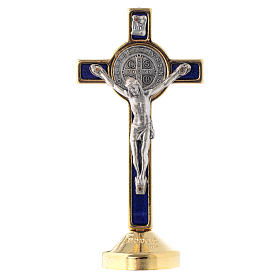 Saint Benedict metal blue cross table