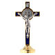 Croce metallo san Benedetto tavolo blu s1