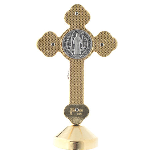 Gotycki krzyż św. Benedykta na stół metal czer 4