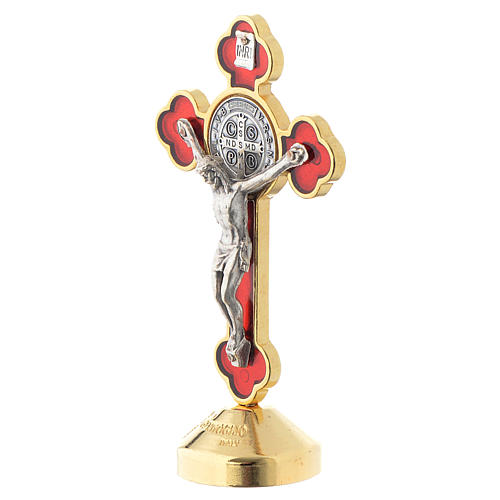 Saint Benedict gothic style red metal cross 2