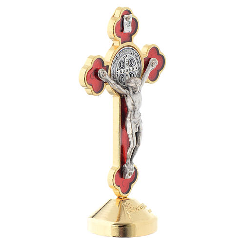 Saint Benedict gothic style red metal cross 3