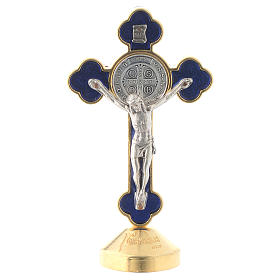 Croix de St. Benoît style gothique en métal bleue table