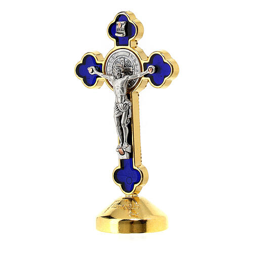 Croix de St. Benoît style gothique en métal bleue table 6