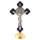 Croix de St. Benoît style gothique en métal bleue table s1