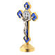 Croix de St. Benoît style gothique en métal bleue table s2