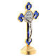 Croix de St. Benoît style gothique en métal bleue table s3