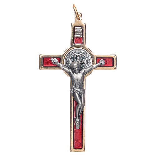 Collana Croce san Benedetto rosso elegante 1