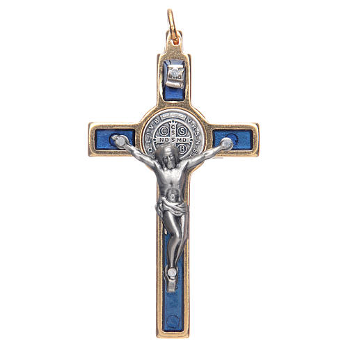 Saint Benedict cross blue collier 1