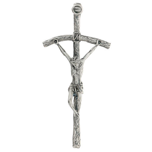 Croix pastorale Jean Paul II 38 cm argentée 1