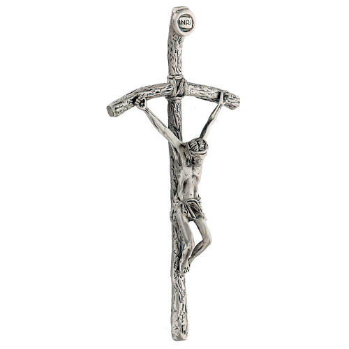 Croix pastorale Jean Paul II 38 cm argentée 4