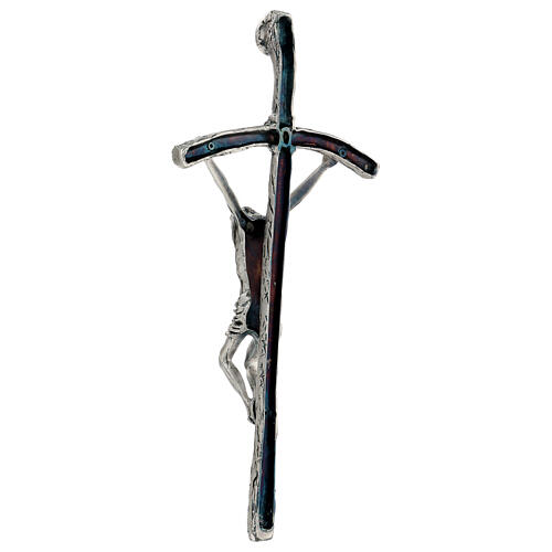 Croix pastorale Jean Paul II 38 cm argentée 5