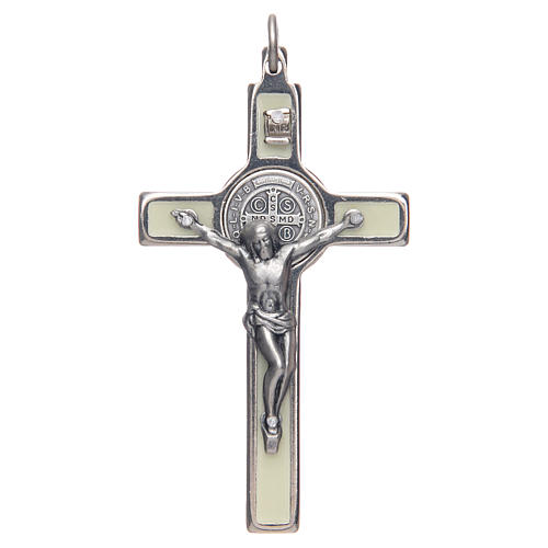 Croix de St. Benoît fluorescent argenté 1
