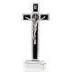 Saint Benedict cross with wood inlays and base s1