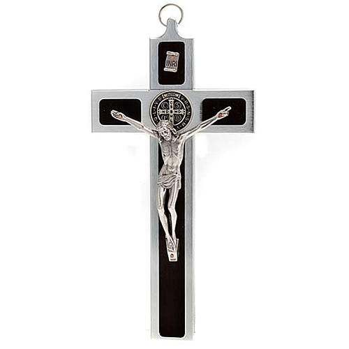 Saint Benedict cross with wood inlays 25x12.5 1
