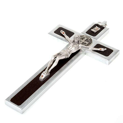 Saint Benedict cross with wood inlays 25x12.5 3