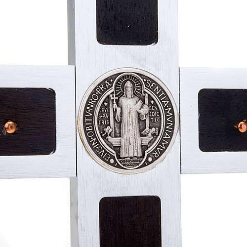 Saint Benedict cross with wood inlays 25x12.5 4