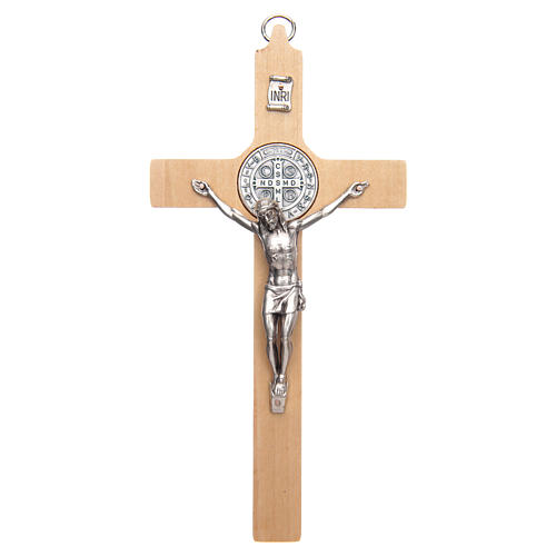 Natural wood Saint Benedict cross 1