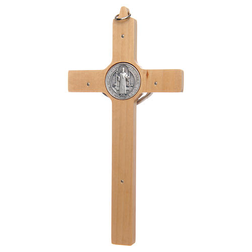 Natural wood Saint Benedict cross 2