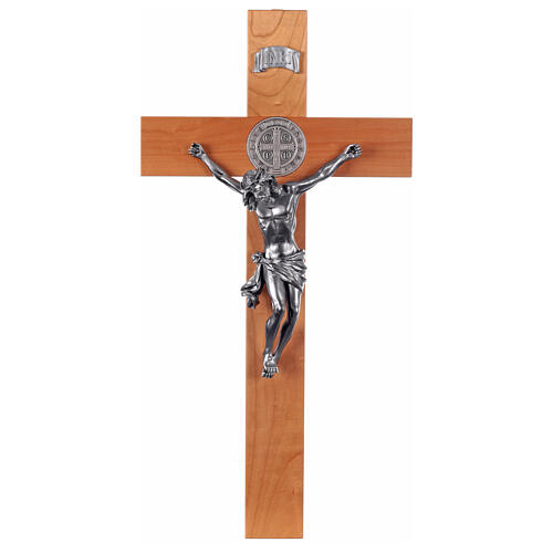 Saint Benedict cross in natural cherry wood 71 cm 1