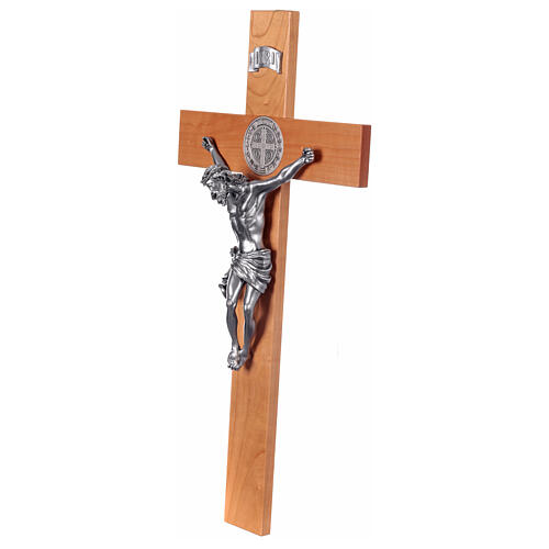 Saint Benedict cross in natural cherry wood 71 cm 3