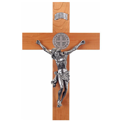 Saint Benedict cross in natural cherry wood 71 cm 7
