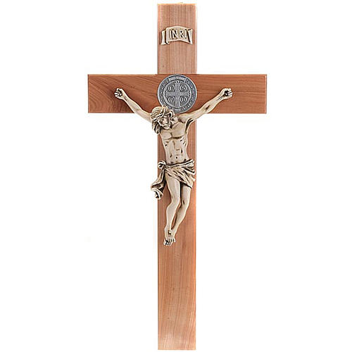 Saint Benedict cross in natural cherry wood 71 cm 1