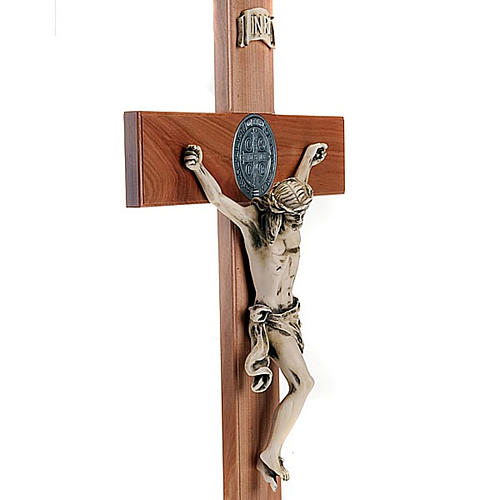 Saint Benedict cross in natural cherry wood 71 cm 2