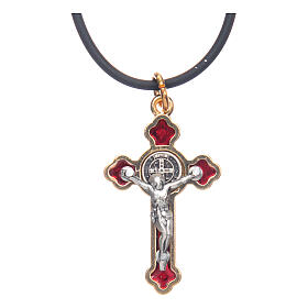 Kette Kreuz Heilig Benediktus gotisch Rot 4x2