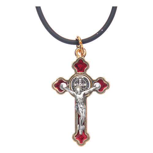 Kette Kreuz Heilig Benediktus gotisch Rot 4x2 1