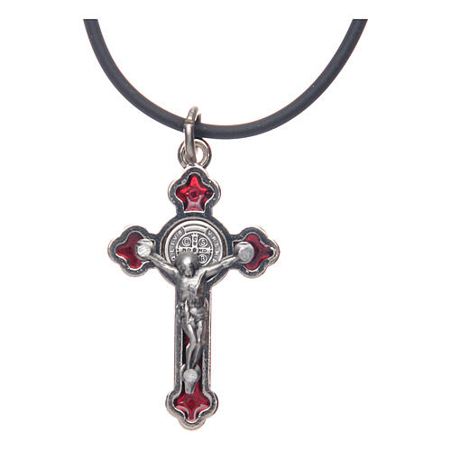 Kette Kreuz Heilig Benediktus gotisch Rot 4x2 2