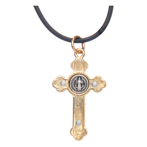 Naszyjnik krzyż świętego Benedykta gotycki czerwony 4 X 2 3