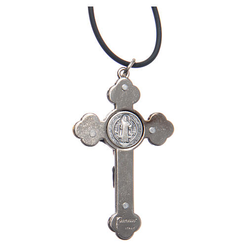 Collana croce San Benedetto gotica blu 6x3 4