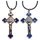 Collana croce San Benedetto gotica blu 6x3 s6