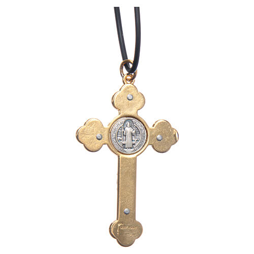 Naszyjnik krzyż święty Benedykt gotycki niebieski 6 X 3 3